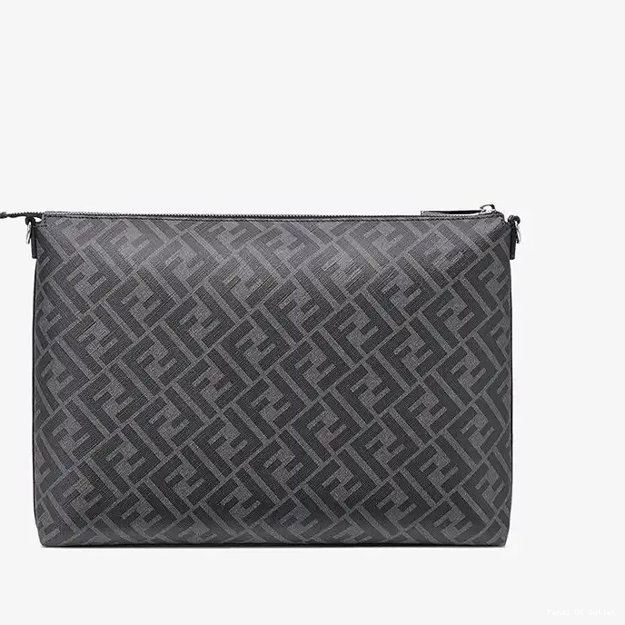 Affordable HOT Messenger Motif In Slim Fabric Bag Black FF Fendi 0326